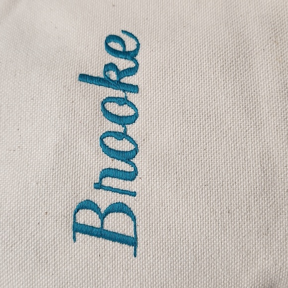 L.L. Bean Teal Blue Green Custom Monogrammed Brooke Boat & Tote Canvas Bag - Picture 2 of 13